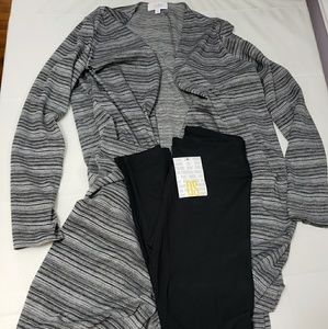 Medium grey Sarah OS Black Leggings LuLaRoe New
